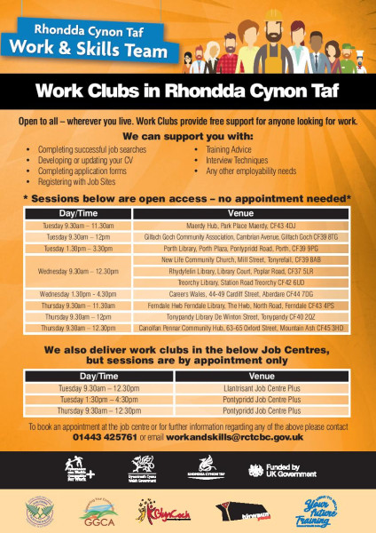RCT Work & Skills Team - Work Clubs in Rhondda Cynon Taf