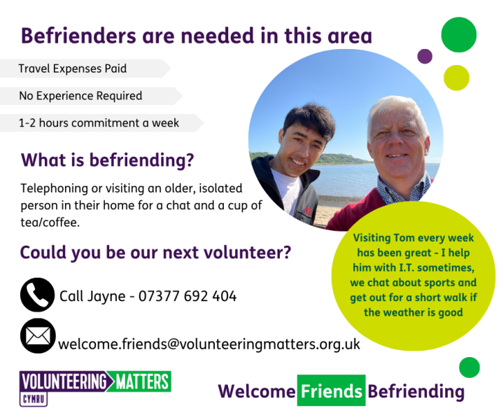 Welcome Friends Befriending - Volunteers Required in RCT and Merthyr
