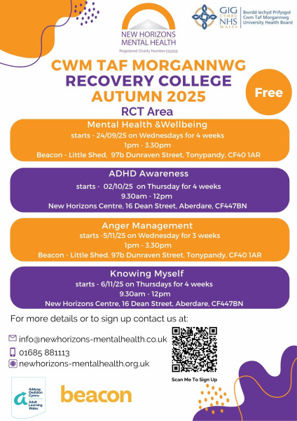 New Horizons Free Recovery College Courses November 2025